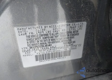 2022 Nissan Kicks Sv Xtronic Cvt from USA, damaged, VIN 3N1CP5CV2NL481461